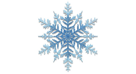 Detailed blue snowflake design casting shadow for seasonal backgrounds and decorations