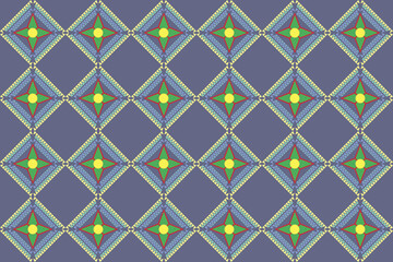 Fototapeta premium ikat Abstract Ethnic art Seamless pattern tnbal. folk embroidery, and Mexican style, Aziec geometric art ornament pnnt. Design for carpet, cover wallpaper, wrapping, fabric, clothing