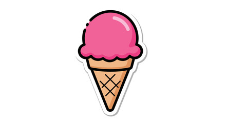 Strawberry swirl delight: A digitally stylized ice cream cone with a vibrant pink hue, perfect for