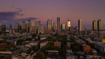 Obraz premium Downtown Jersey City Skyline Panorama with NYC in back