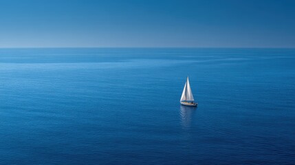 Obraz premium Tranquil Sailing Scene with White Yacht on Serene Blue Waters