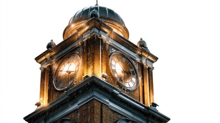 Clock Tower's Timeless Grandeur: Capturing the architectural brilliance of a historic clock tower with its illuminated clock faces and intricate details, embodying the essence of time.