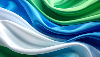 Abstract depiction of flowing, glossy fabric in various shades