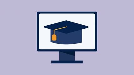 Online education flat icon style, business or finance concept 2d Animation with Alpha Matte - Powered by Adobe