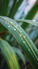 Fototapeta premium Fresh Green Plant Leaves with Water Droplets in Natural Environment