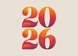 Vibrant and Modern 2026 Year Graphic Design with Orange to Red Gradient for New Year Celebrations