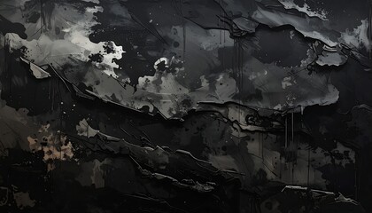 Fototapeta premium Abstract landscape of dark, textured surfaces and cloudy shapes