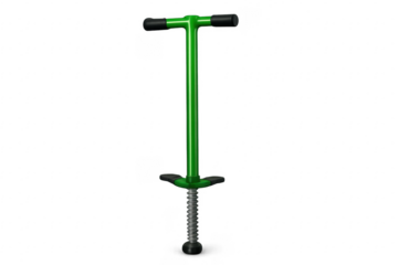 Green pogo stick for kids playing and jumping
