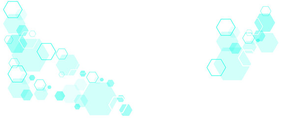 Geometric abstract background with cyan hexagons. Structure molecule and communication. Science and technology