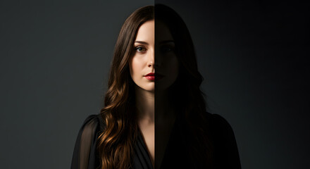 Fototapeta premium Dark Gothic Woman Portrait Mysterious Expression, Dramatic Cinematic Photography
