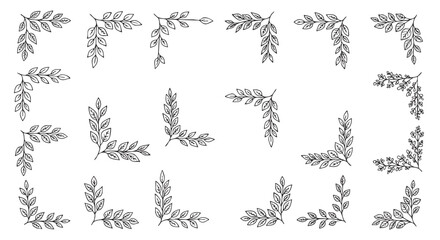 Botanical Branch Line Art Illustration for Decoration and Invitation Design