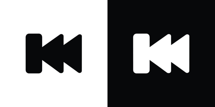 Inverted Black and White Reverse Media Icon Symbols on a Split Background Design