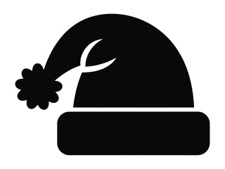 Festive Santa Hat Icon in Black and White Ready for the Holiday Season and Christmas Celebrations and Graphic Design Elements