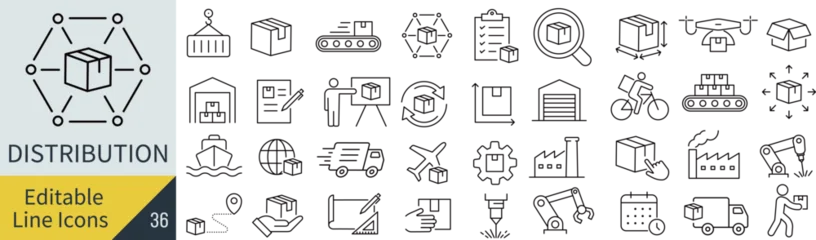 Fototapete Wohnzimmer 線の編集ができる物流網に関するアイコンセット（アウトライン化していない）   © syoko