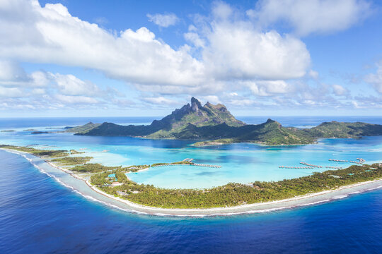 Aerial view of Bora Bora island, French Polynesia