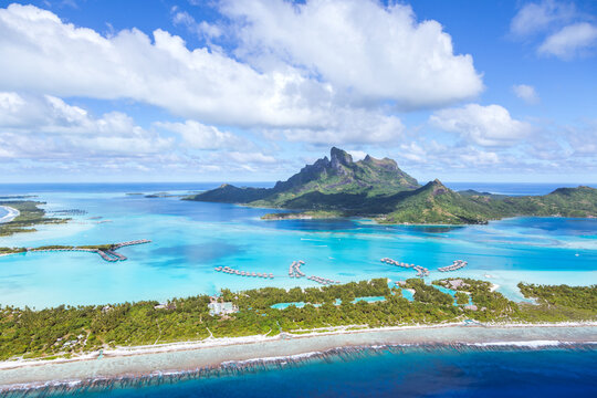 Aerial view of Bora Bora island, French Polynesia