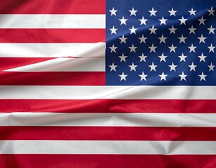 Naklejka premium Waving fabric with red stripes and a blue field of white stars