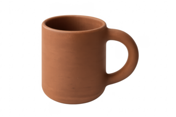 Terracotta clay mug handmade brown rustic drinkware