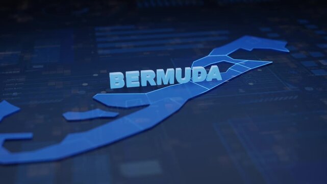 Bermuda Map Futuristic Digital Background