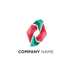 Abstract Geometric Logo Design with Red and Teal Colors.