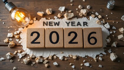 2026 year displayed on wooden blocks