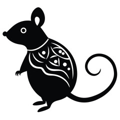 mouse with ornament vector icon