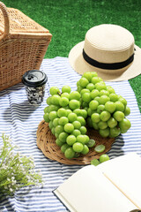 Green Shine Muscat Grape on Picnic Scene