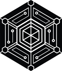Modern geometric technology hub banner with metallic gradient