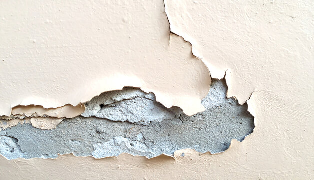 劣化した外壁塗装が剥がれベージュ塗料のダメージが露出する経年変化の痕跡
