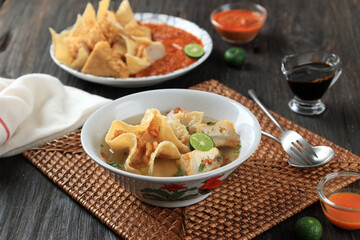 Batagor Kuah, Fried Dumpling Served with Meat Stock Soup.