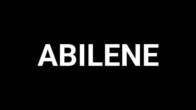Dynamic text animation reveals a word ABILENE with abstract black and white geometric shapes. 4K video text animation