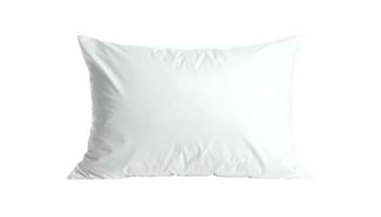A fluffy, rectangular white pillow with soft edges isolated against a black background