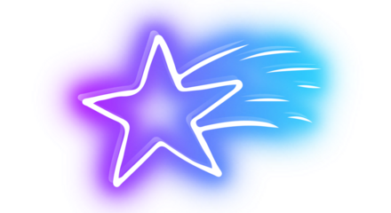 Hd transparent neon glowing star shapes best for graphic designs