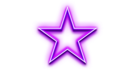 Hd transparent neon glowing star shapes best for graphic designs