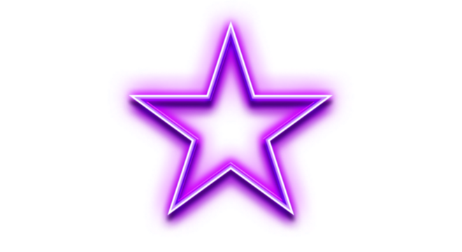 Hd transparent neon glowing star shapes best for graphic designs