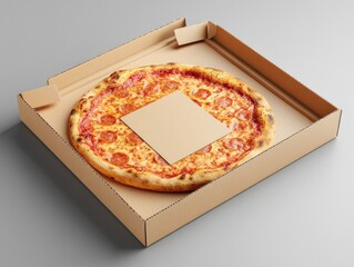 Pepperoni Pizza Delivery Box Mockup.