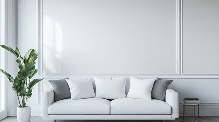 Modern White Living Room Interior Design.