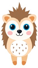 A cute, cartoonish hedgehog with bright eyes, blush, and prickly fur
