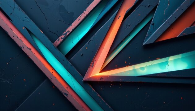 "Abstract geometry, sharp angular lines and shapes, dark slate background, luminous teal and navy tones, soft diffused lighting, high contrast design". No text or logos.