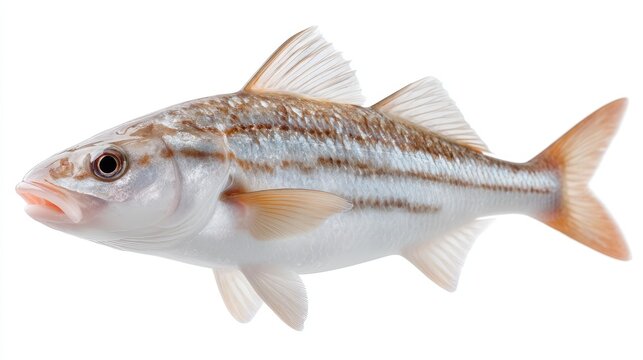 Striped Tiger Fish Isolated On White Background With Professional Lighting Studio Shot Of Aquatic Life And Marine Animal Subject