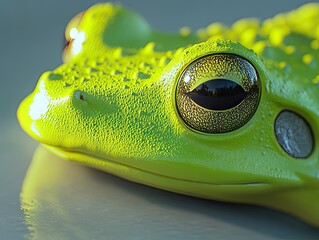 Vibrant Green Frog Close-Up.