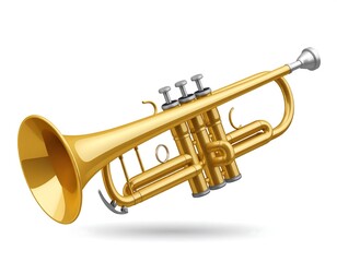 Obraz premium A shiny, gold-colored brass instrument isolated on a white background
