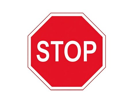 A red octagonal road sign with the word "STOP" in white - Powered by Adobe