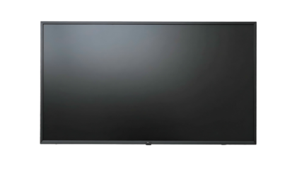 Large, dark gray rectangular screen isolated on black. Slight glare, no visible display