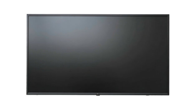 Large, dark gray rectangular screen isolated on black. Slight glare, no visible display