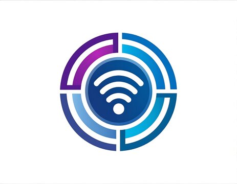 A circular, segmented icon of a Wi-Fi signal, graphic design