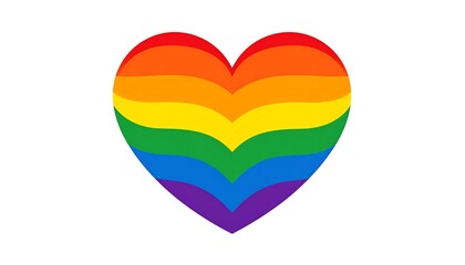 A heart-shaped symbol with a vibrant rainbow pattern, on white