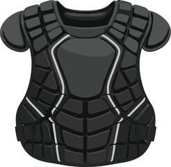 Black protective vest, tactical gear, padded armor, sports safety equipment, impact-resistant vest, motorcycle protection, chest guard, durable design, adjustable fit