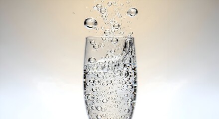 Effervescent Delight - Bubbles in a Glass of Sparkling Water.