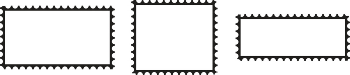 Obraz premium Blank rectangle and square postage stamp vector icons set. Postage frames collection